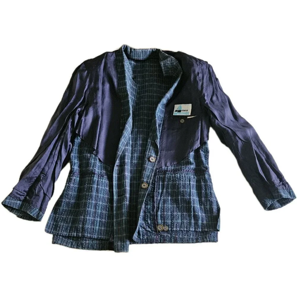 Azzurra Blazer Men 46 R Multi Seersucker Cotton Lined Sleeves Double Vented Boho - Picture 13 of 16